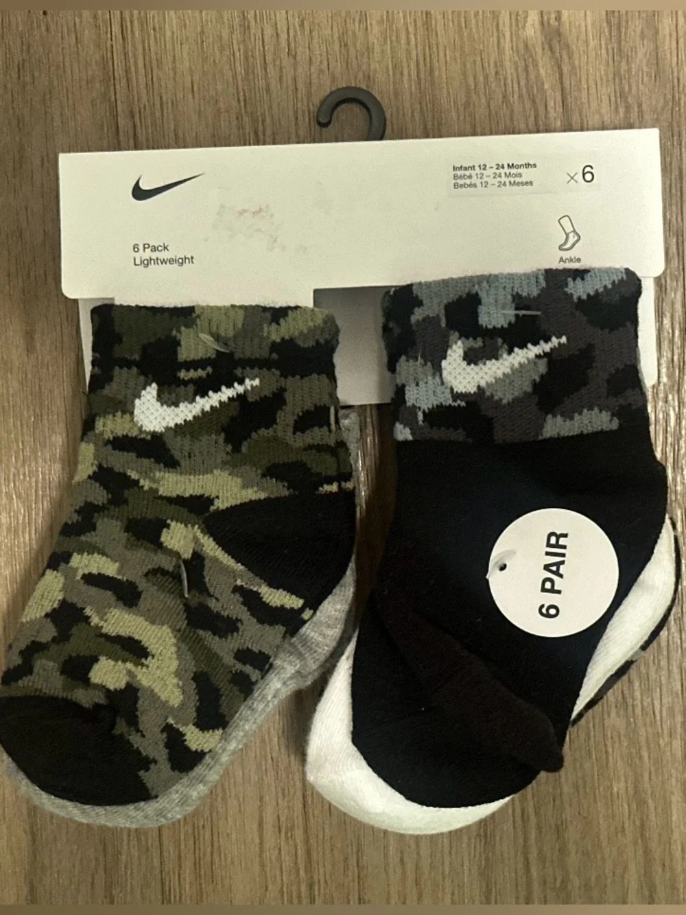 Nike Kids Camouflage Ankle Socks - Green, Black, Gray, White
